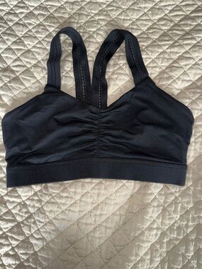 Handful Black Ruched Front Comfort Bralette L